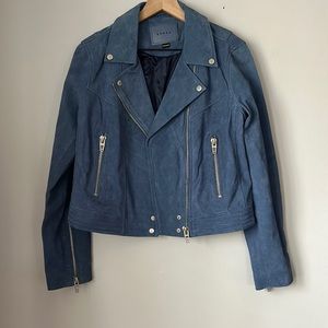 Blank NYC Blue Suede Moto Jacket
